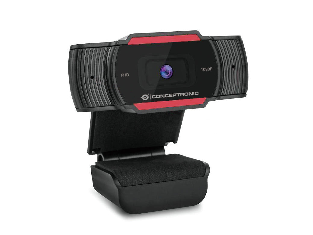 AMDIS 1080P FHD cámara web 1920 x 1080 Pixeles USB 2.0 Negro, Rojo