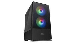 MCZ, Caja PC Compacta Premium, MicroATX, Panel + Frontal Mesh, Negro