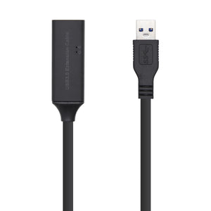 Cable USB 3.0 Prolongador con amplificador y alim., Tipo A/M-A/H, Negro, 10m