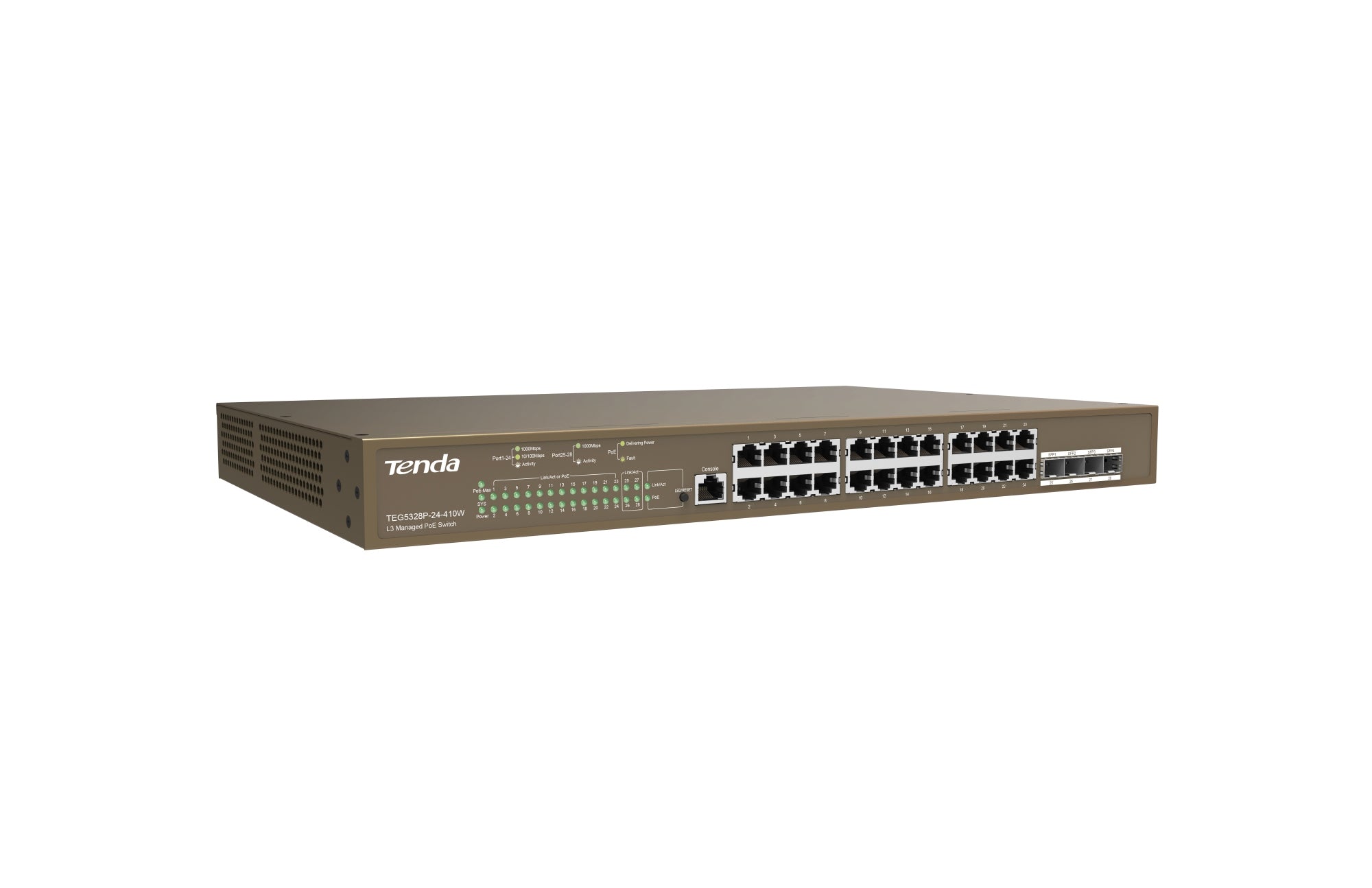 TEG5328P-24-410W Gestionado L3 Gigabit Ethernet (10/100/1000) Energía sobre Ethernet (PoE) 1U Gris