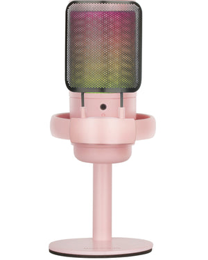 MMIC-SE, Micrófono de Estudio Profesional ARGB, Ultra Alta Definición ADC 196kHz 24-bit, Soporte Antivibración + Filtro Pop de Malla Metálica, Control de Volumen y Mute, Rosa