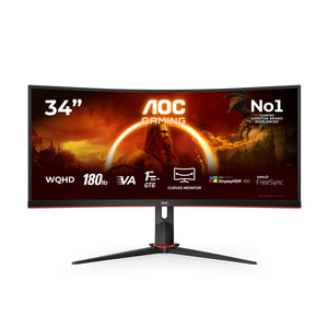 G2 CU34G2XP pantalla para PC 86,4 cm (34") 3440 x 1440 Pixeles UltraWide Quad HD LED Negro, Rojo