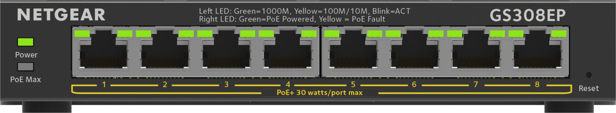 8-Port Gigabit Ethernet PoE+ Plus Switch (GS308EP) Gestionado L2/L3 Gigabit Ethernet (10/100/1000) Energía sobre Ethernet (PoE) Negro