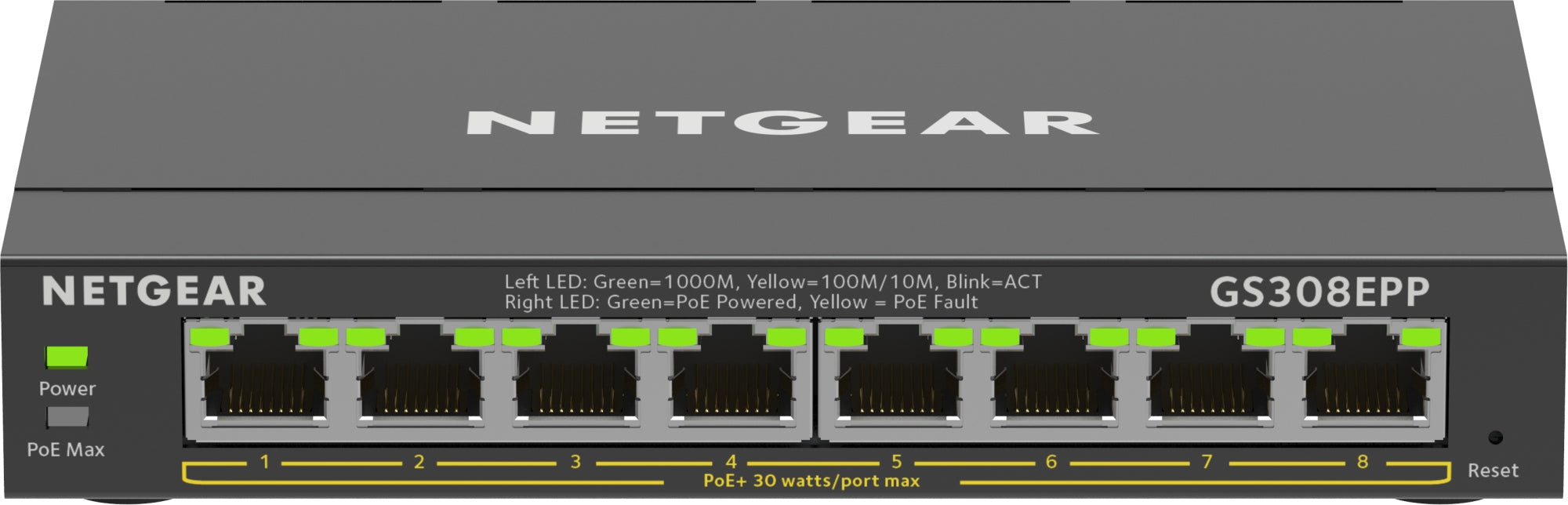 GS308EPP Gestionado L2/L3 Gigabit Ethernet (10/100/1000) Energía sobre Ethernet (PoE) Negro