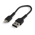 Cable Resistente USB-A a Lightning de 15 cm Negro - Cable de Sincronización y Carga USB Tipo A a Lightning con Fibra de Aramida Resistente - Certificado MFi de Apple - para iPad/iPhone 12