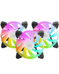 MF-3A, Kit 3x Ventiladores FDB Ultrasilenciosos 120mm, Iluminación ARGB Rainbow 360º Sin Marco, Ventialdores 3en1 con Compatibilidad Total ARGB, Doble Conector ARGB Macho + Hembra, Negro