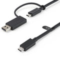 Cable USB-C de 1m con Llave Adaptador (Dongle) a USB-A - Cable Híbrido USB Tipo C a USBC (10Gbps y PD de 100W) o USBA (5Gbps) - Ideal Para Docking Stations Híbridas