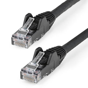 Cable Ethernet CAT6 de 1m - LSZH - Cable de Red de 10 Gigabits de 650MHz y PoE de 100W UTP sin Enganches (Snagless) con Alivio de Tensión - Negro - CAT 6 - ETL