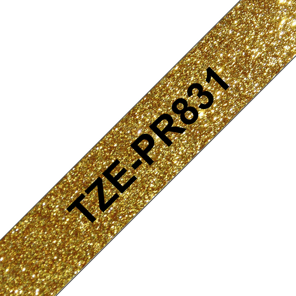 TZE-PR831 cinta para impresora de etiquetas Negro en el oro