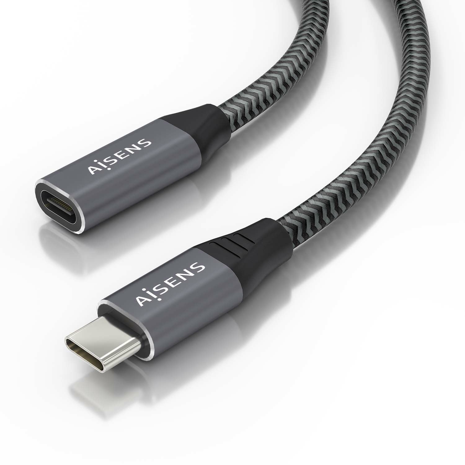 Cable USB 3.2 Gen2x2 Aluminio 20Gbps 8K@30Hz 5A 100W, Tipo USB-C/M-USB-C/H, Gris, 1.5 m
