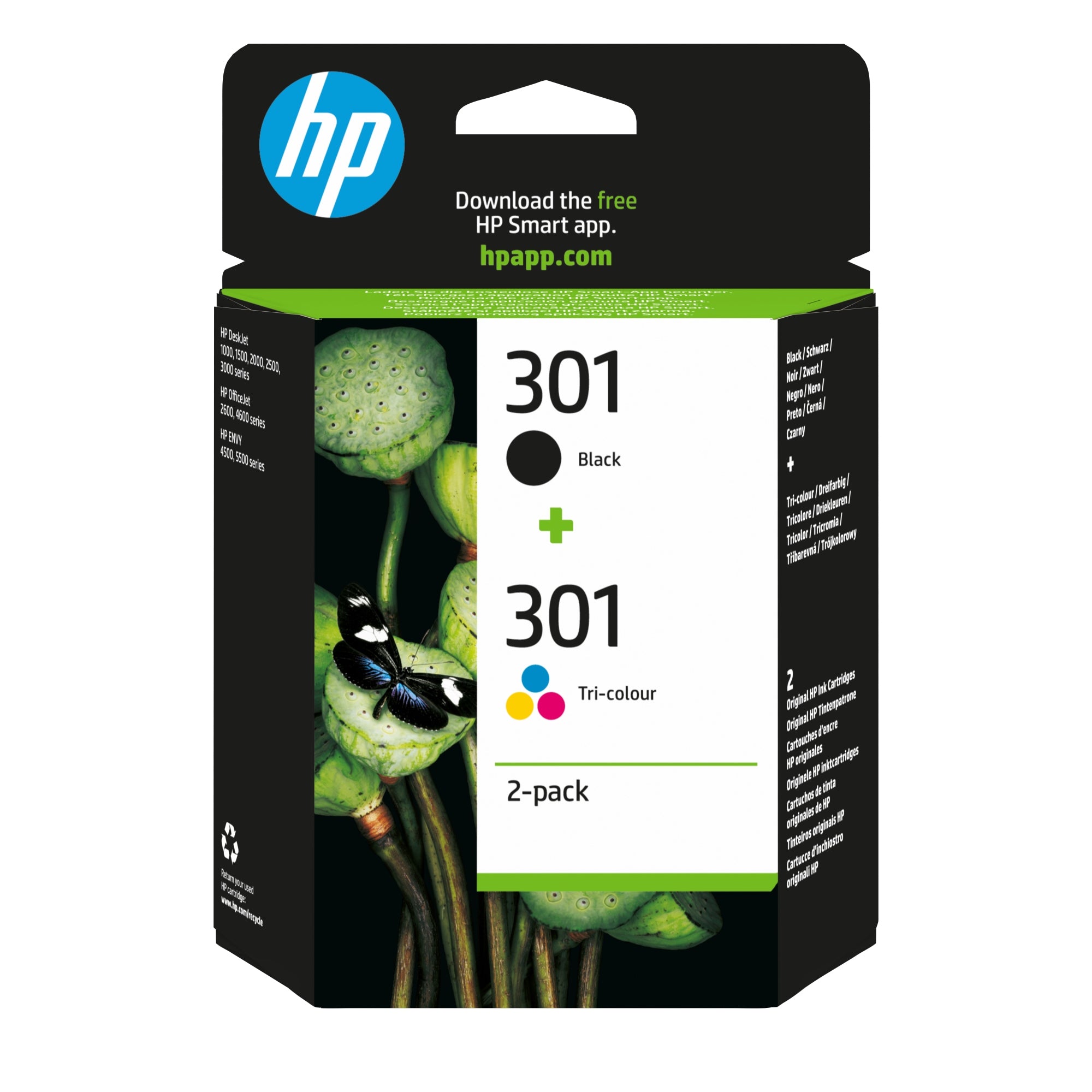 Pack de ahorro de 2 cartuchos de tinta original 301 negro/Tri-color