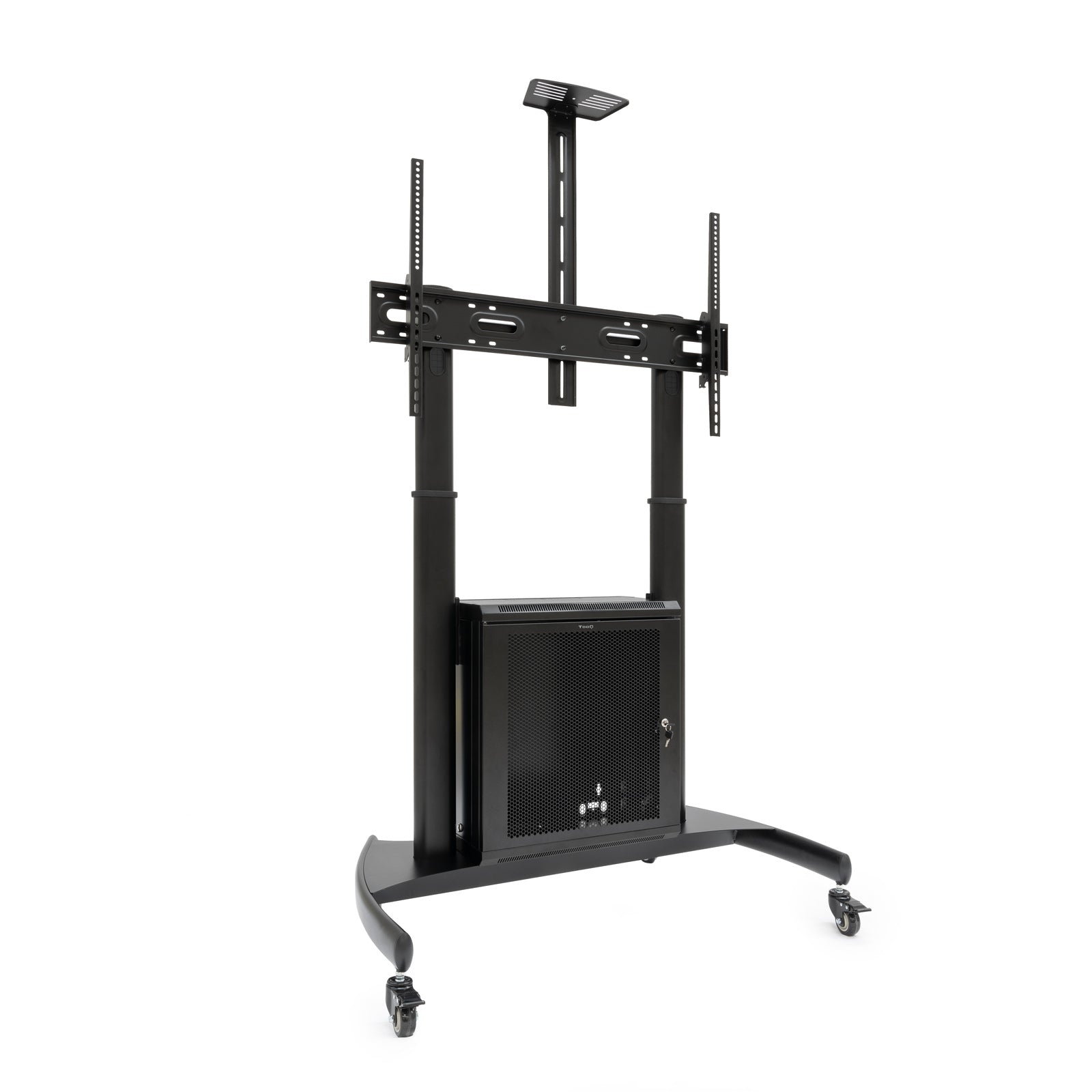 NARNIA Soporte de Suelo con Armario Multiusos + Accesorios Rack para Pantallas 60"- 100", Negro