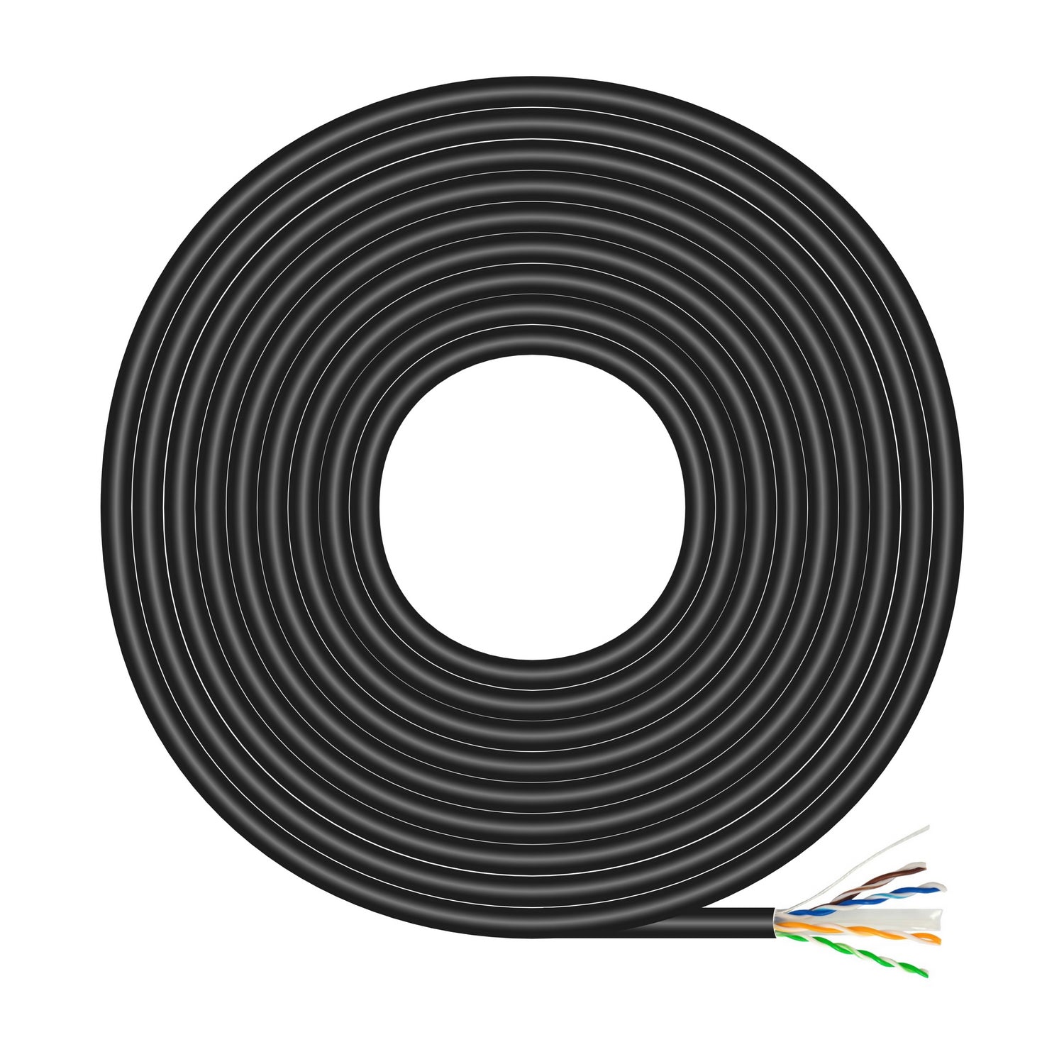 Cable de Red Exterior Impermeable RJ45 Cat.6 UTP Rígido CCA AWG23, Negro, 100M