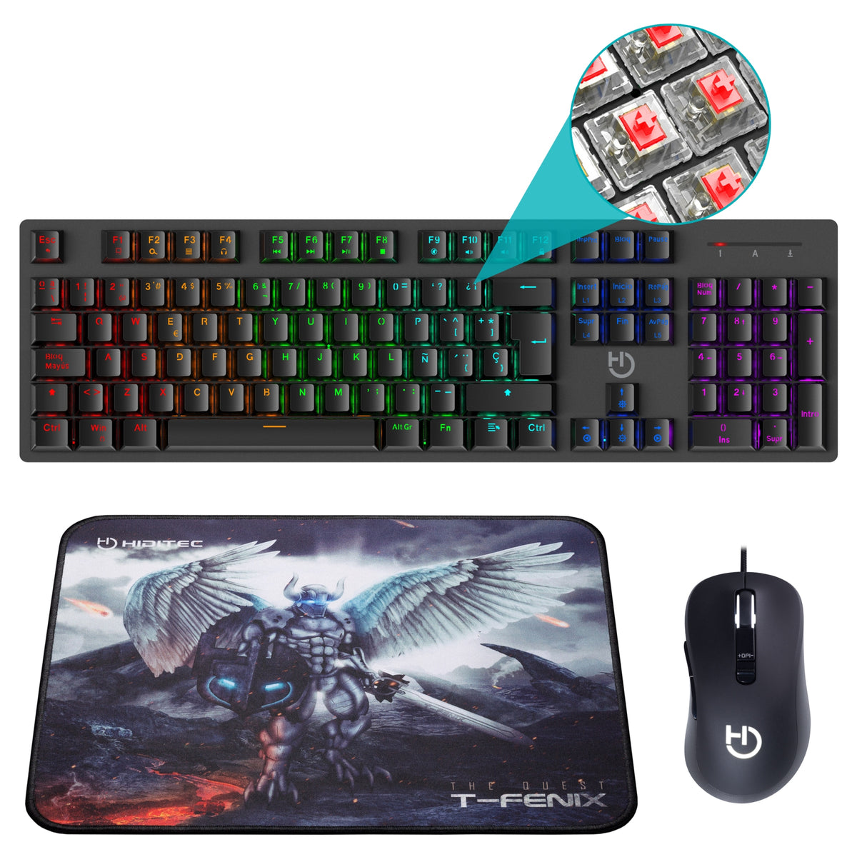 Teclado Mecánico GK400 + Ratón Gaming Blitz + Alfombrilla T-Fenix