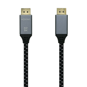 Cable Displayport V1.4 8k@60hz, DP/M-DP/M, Gris/Negro, 2.0m