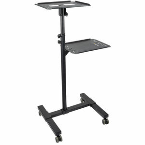 Soporte Móvil para Proyector y Ordenador Portátil - Carrito de Servicio Pesado para Proyector (2 Estantes) - de Altura Ajustable para Presentaciones - con Ruedas Bloqueables