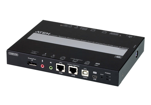 1 switch KVM a través de IP DisplayPort 4K de un solo puerto para acceso a recurso compartido local/remoto