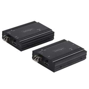 Extensor KVM HDMI de 4K por Fibra - Alargador de Consola Switch KVM con Vídeo HDMI y USB Remoto - hasta 300m (Multimodo) - con 2 Módulos SFP+ MMF de 10Gb - (TX/RX)