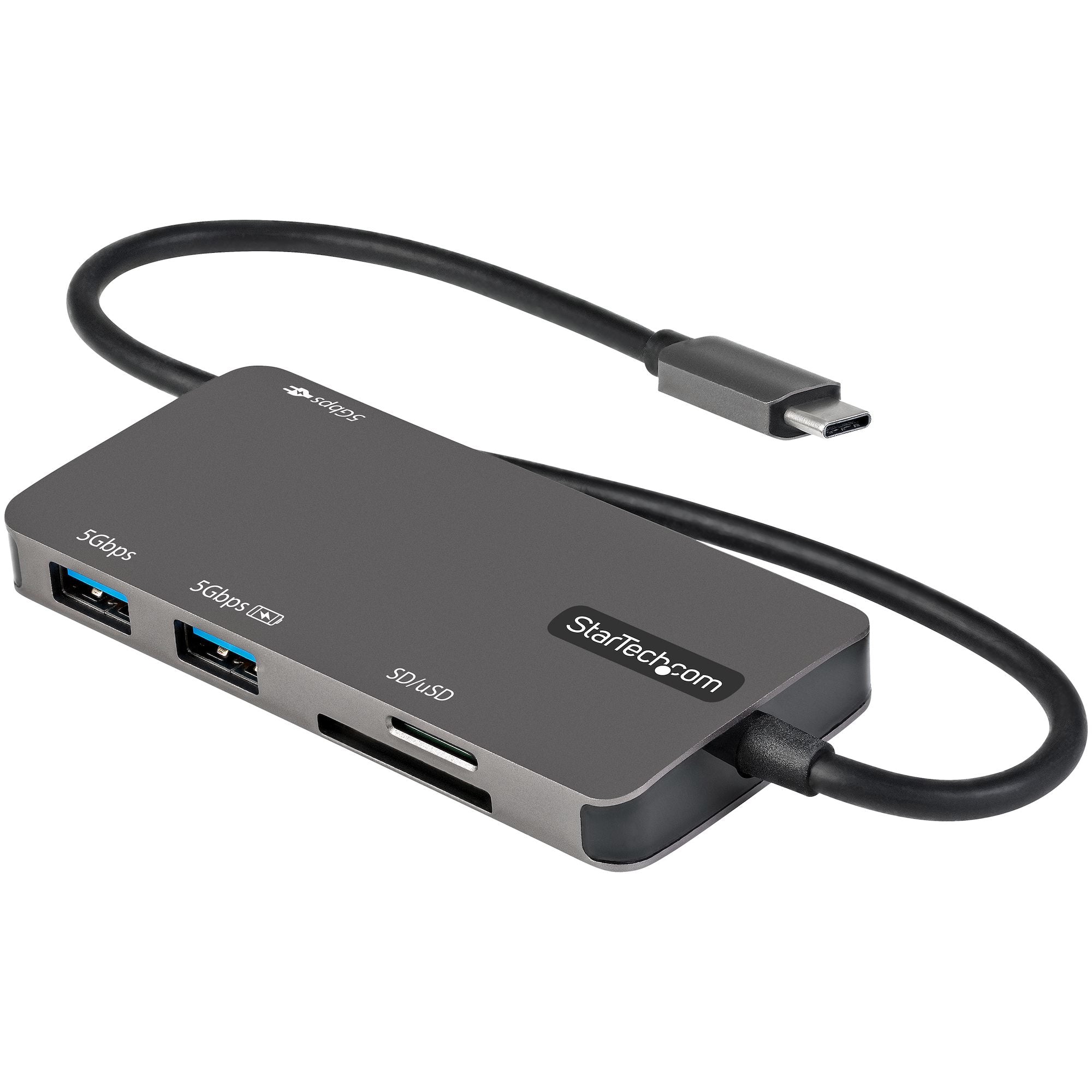 Adaptador Multipuertos USB C - USB C a HDMI de 4K - 100W de Entrega de Alimentación PD - SD - MicroSD - Hub Ladrón USB 3.0 de 3 Puertos - Dock USB Tipo C - con Cable Incorporado de 30cm