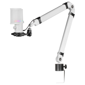 MMIC-XT, Micrófono de Estudio Profesional Alta Definición 192Khz 24-bit, Brazo Omnidireccional, Soporte Antivibración, Filtro Pop Malla Metálica, Blanco