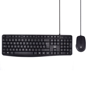 EW3006 teclado Ratón incluido Oficina USB QWERTY Español Negro