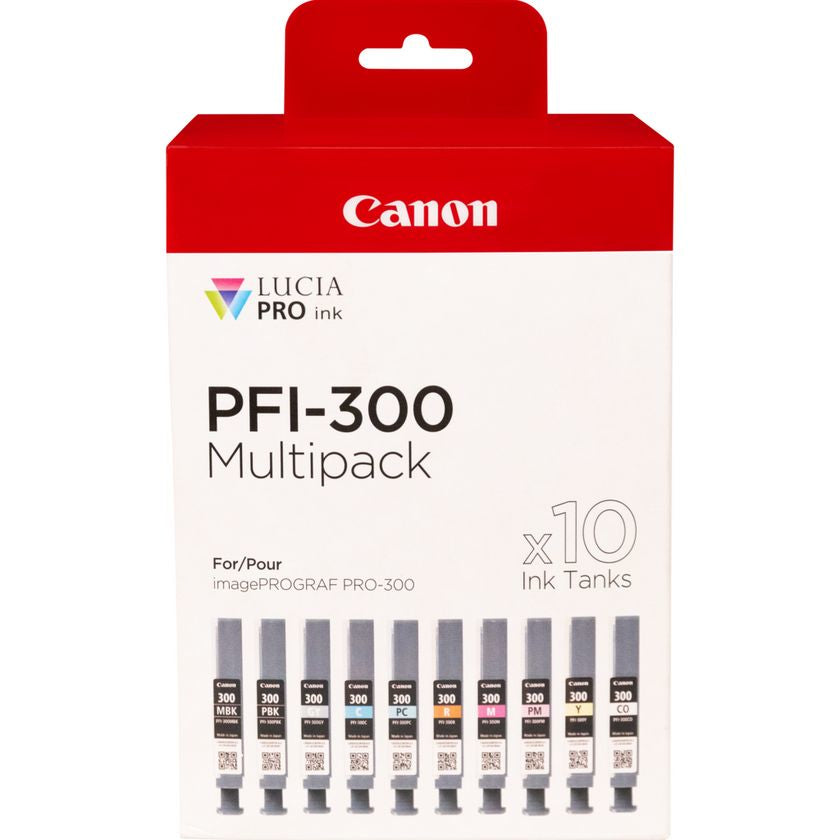 PFI-300 cartucho de tinta 10 pieza(s) Original Negro, Azul, Cian, Gris, Magenta, Foto negro, Foto magenta, Rojo, Amarillo