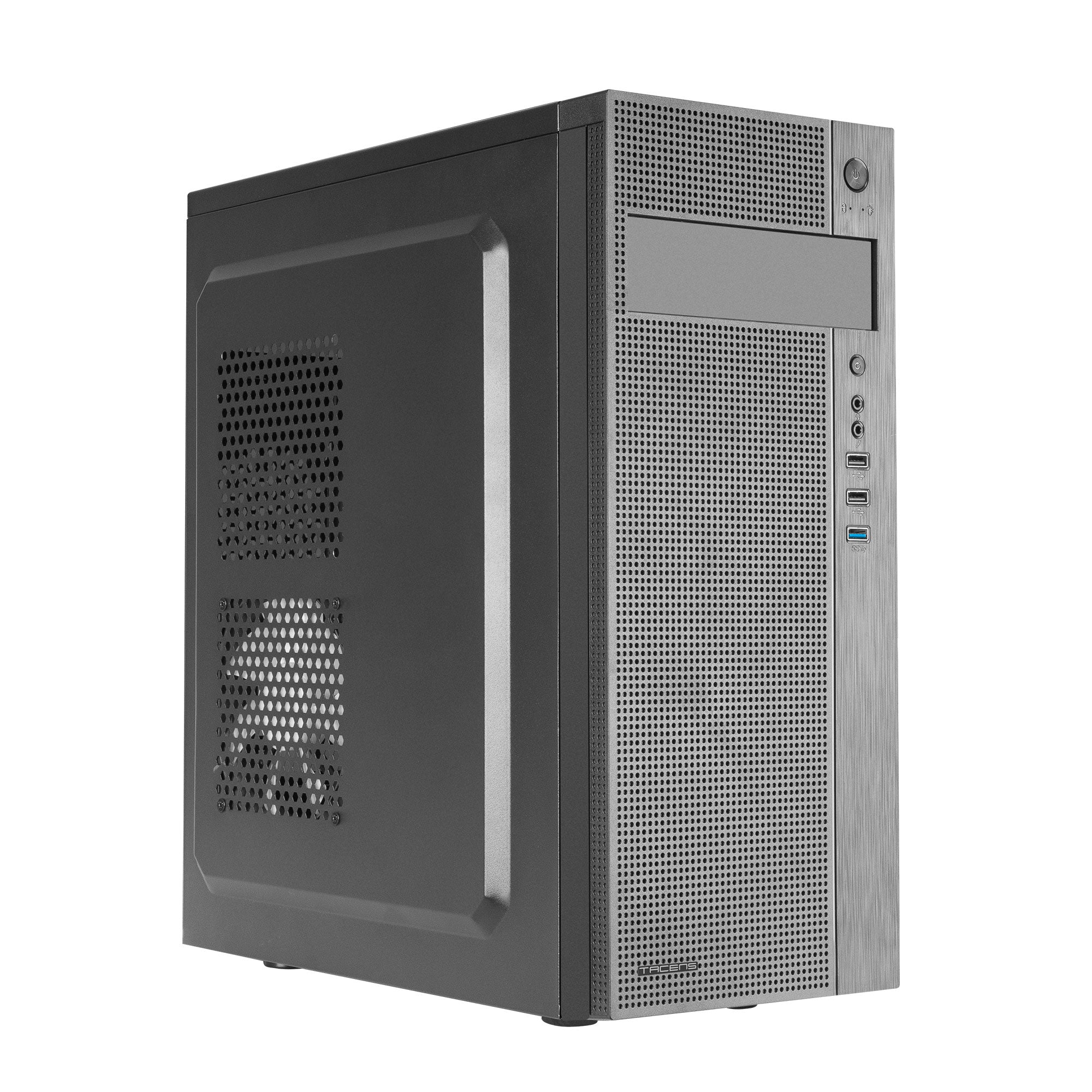 2FERROX, Caja PC Semitorre ATX, Ventilador Lateral 12cm, Rejilla Frontal, Acero, Negro