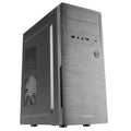 2INITIOX, Caja PC Semitorre ATX, Ventilador Lateral 12cm, Frontal Aluminio Pulido, Acero, Negro