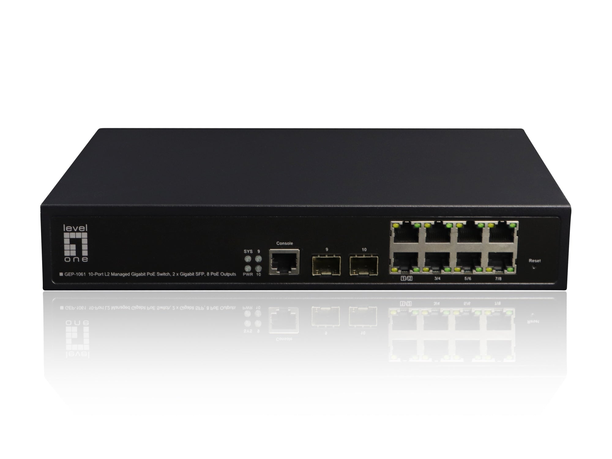GEP-1061 switch Gestionado L2 Gigabit Ethernet (10/100/1000) Energía sobre Ethernet (PoE) Negro