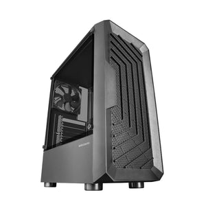 MC-2000, Caja Semitorre ATX, Ventana Lateral Completa, Diseño Frontal Mesh, 1x Ventilador Ultra-silencioso FDB 120mm, Diseño de Cámara Dual, Negro