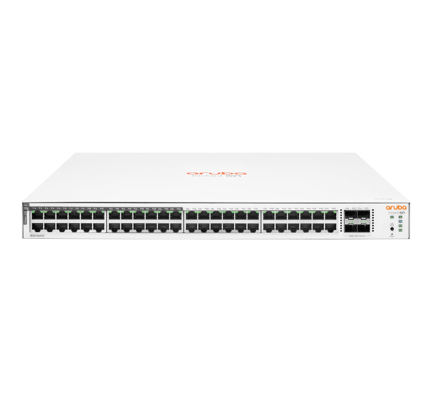 Aruba Networking Aruba Instant On 1830 48G 24p Class4 PoE 4SFP 370W Gestionado L2 Gigabit Ethernet (10/100/1000) Energía sobre Ethernet (PoE) 1U