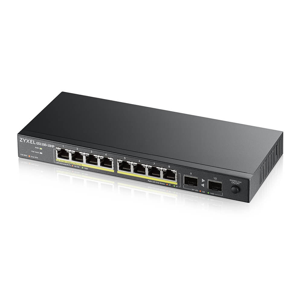 GS1100-10HP v2 No administrado Gigabit Ethernet (10/100/1000) Energía sobre Ethernet (PoE) Negro