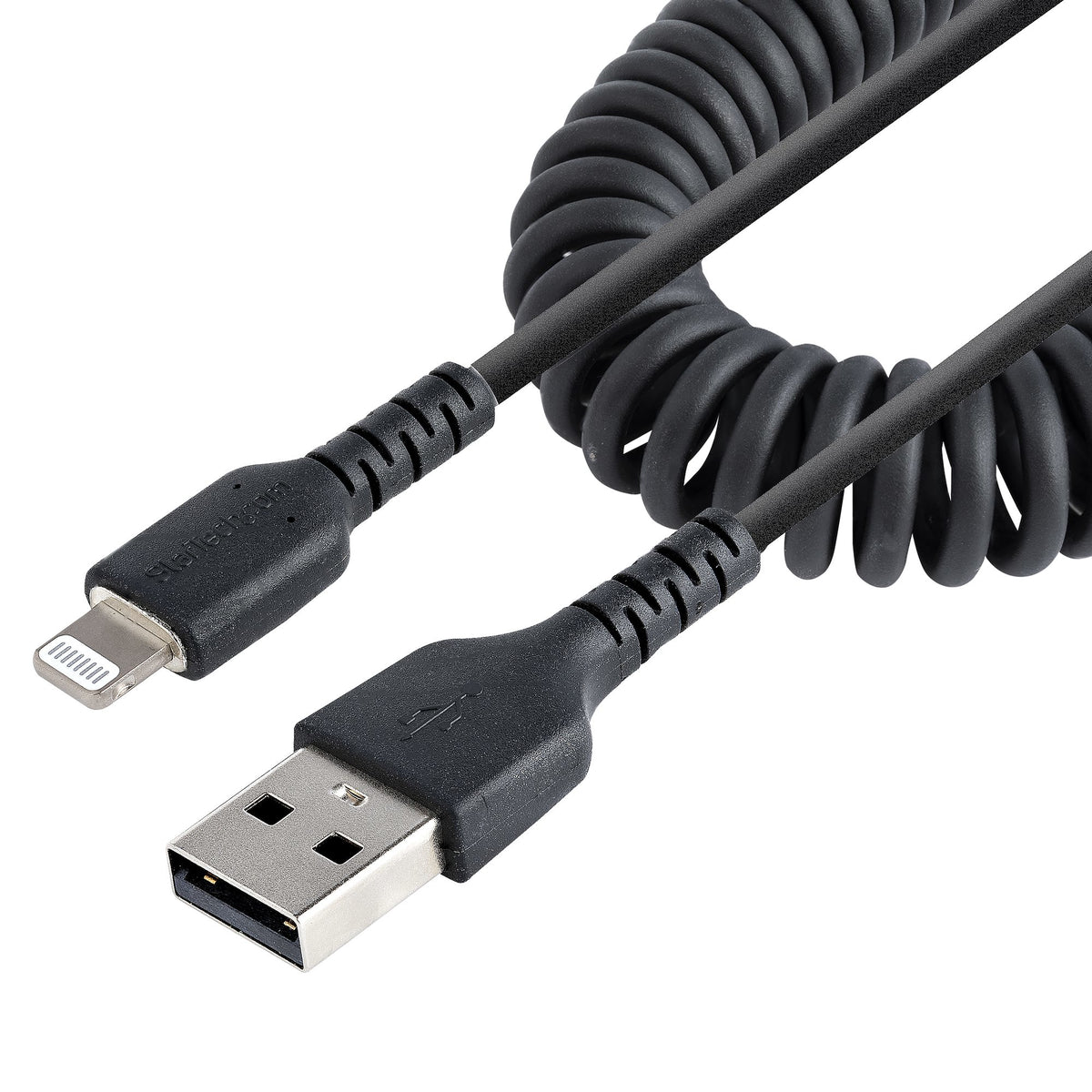 Cable 50cm USB a Lightning con Certificación MFi, Cable Rizado de Carga para iPhone, Negro, con Recubrimiento de TPE, Núcleo de Fibra de Aramida, Cable Lightning Rizado