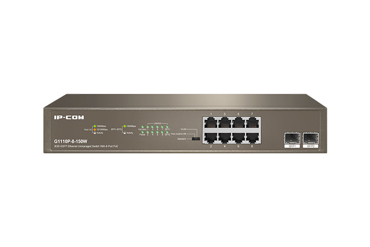 G1110P-8-150W switch Gigabit Ethernet (10/100/1000) Energía sobre Ethernet (PoE) 1U Gris