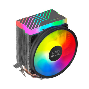MCPU33, Disipador CPU Dual FRGB, 3 Heatpipes HCT, TDP 140W, Ventilador Ultra-silencioso PWM 11 cm, Color Negro