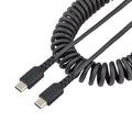 Cable de 50cm de Carga USB C a USB C, Cable USB Tipo C Rizado de Carga Rápida y Servicio Pesado, Cable USB 2.0 USBC, de Fibra de Aramida Resistente, Negro