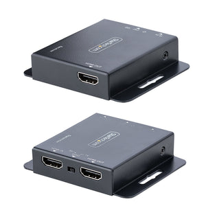 Extensor Alargador HDMI de 4K por Cable Ethernet CAT6/CAT5 - Extensor de Vídeo 4K a 30Hz or 1080p a 60Hz - Cable HDMI por Ethernet - Juego Transmisor y Receptor de HDMI - Mando a Distancia IR