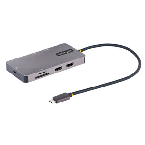 Adaptador Multipuertos USB C 2x HDMI 4K 60Hz, Hub USB-A 3.1 2Pt 5Gbps, PD 100W, GbE, SD/MicroSD, Cable de 30cm, Docking Station USB Tipo C de Viajes para Portátiles