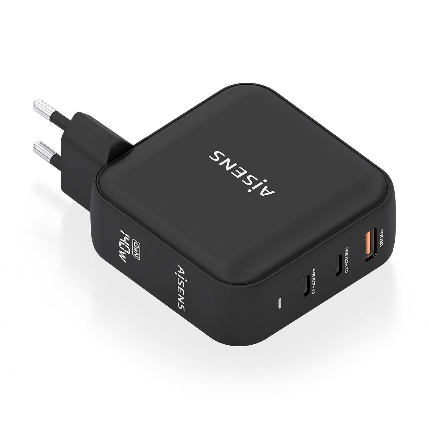 Cargador GaN 140W, 2xUSB-C PD3.1 QC4.0, 1xUSB-A QC3.0, Negro