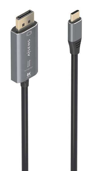 Cable Conversor Aluminio Bidireccional USB-C A DisplayPort 8K@60Hz, USB-C/M-DP/M, Negro, 1.8m
