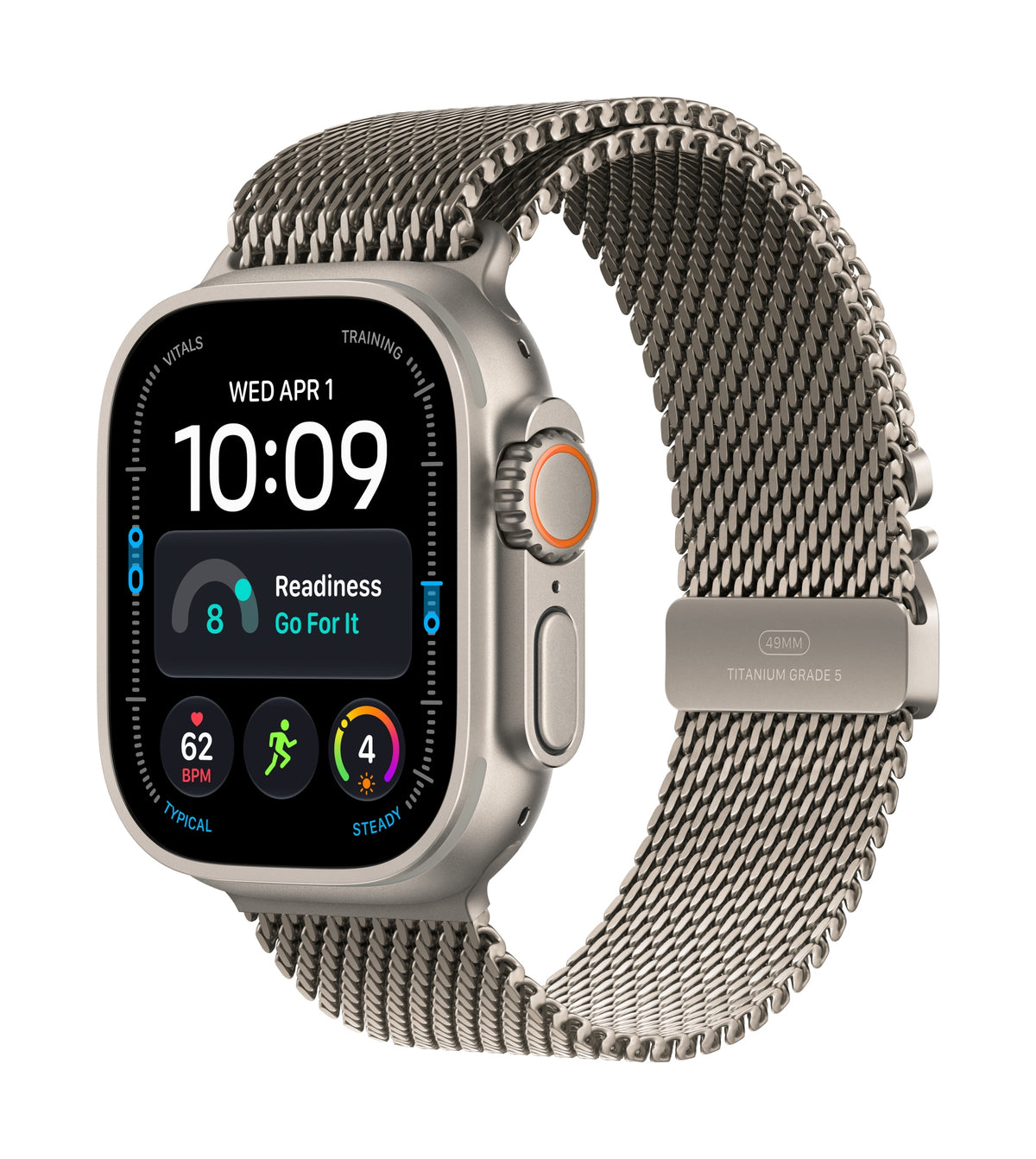 Watch Ultra 4 (GPS + Cellular) - Caja de titanio natural de 49 mm - Pulsera Milanese Loop en titanio natural - Talla L