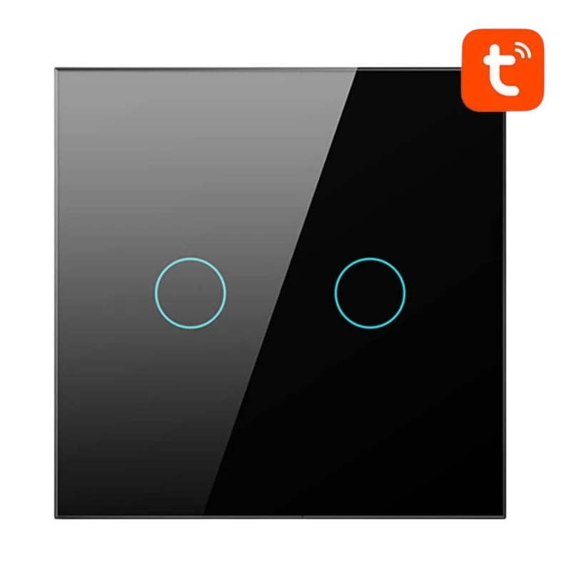 Avatto TS02-EU-B2 2 Botones WiFi Negro - Interruptor Táctil Inteligente
