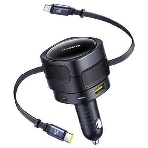 Baseus Enjoyment Max Cargador de Coche 90W con cables USB-C+Lightning y puertos USB-A+USB-C