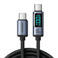 Joyroom Cable Prism Series 100 W USB‑C a USB‑C 1,2 m con pantalla LED (Negro)