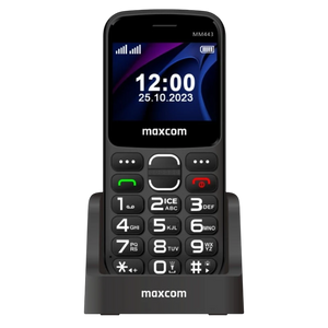 Maxcom MM443 2.34", 4G, Botones Grandes, Botón SOS, Base de carga, Negro