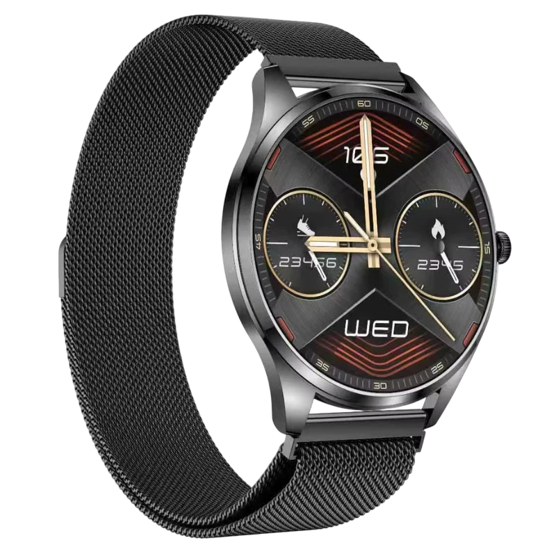 TN99 Smartwatch con Correa Milanesa Negro Pantalla AMOLED 1,43 pulgadas