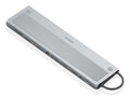 USB-C Dock 12 en 1, USB-C a 2xHDMI, 1xDisplayPort, 1xRJ45, 3xUSB-A, 1xUSB-C, 1xUSB-C PD, 1xSD, 1xMicro SD, 1xAudio, Gris, 30cm