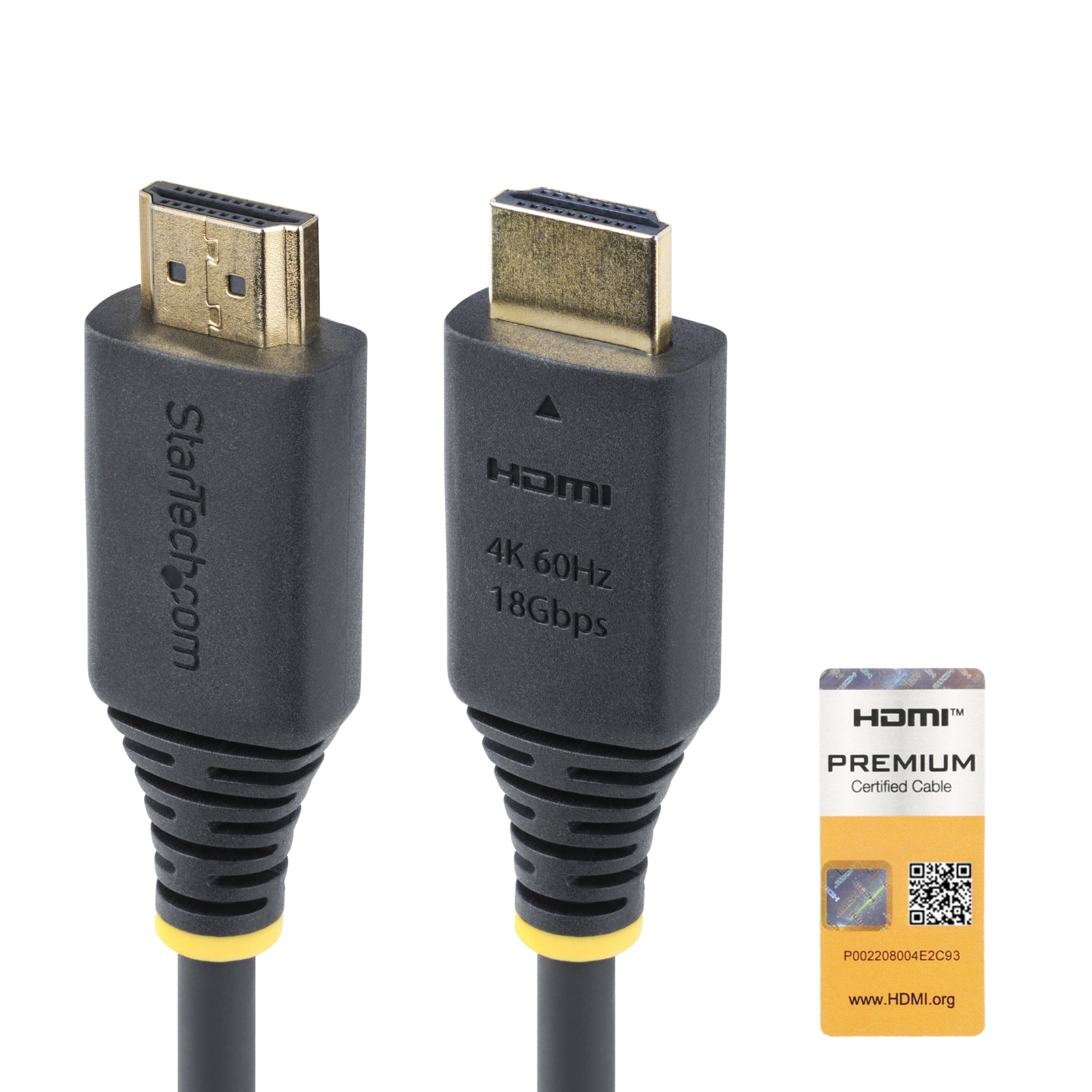 Cable HDMI Premium Certificado de Alta Velocidad de 2m - 4K 60Hz - 144Hz - UHD - HDR10/HDCP 2.2/ARC - 18Gbps - Cable HDMI 2.0 para Monitor o TV - Recubrimiento TPE