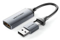 ACWHA adaptador de cable de vídeo 0,1 m HDMI tipo A (Estándar) USB Type-C + USB Type-A Gris