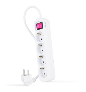 Regleta de enchufes de 4 tomas con interruptor, 1.4 metros Blanca